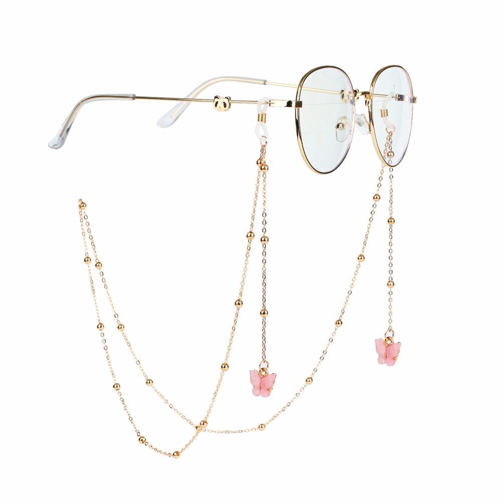 Simple Anti-lost Bead Zinc Zinc Alloy Eyewear Butterfly Mask Hanging Rope Neck Strap Metal Glasses Chains