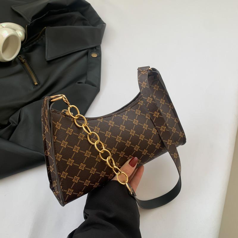 Trendy and Fashionable Retro Printed Bag New Style Fashionable Simple Chain Bag Women Shoulder Bag Underarm Bag