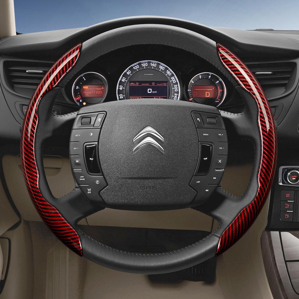 Подходит для Citroen Рулевое колесо с текстурой под карбон, Сегментированный дизайн с быстрой фиксацией, Прочные черные аксессуары для моделей, таких как C3, C