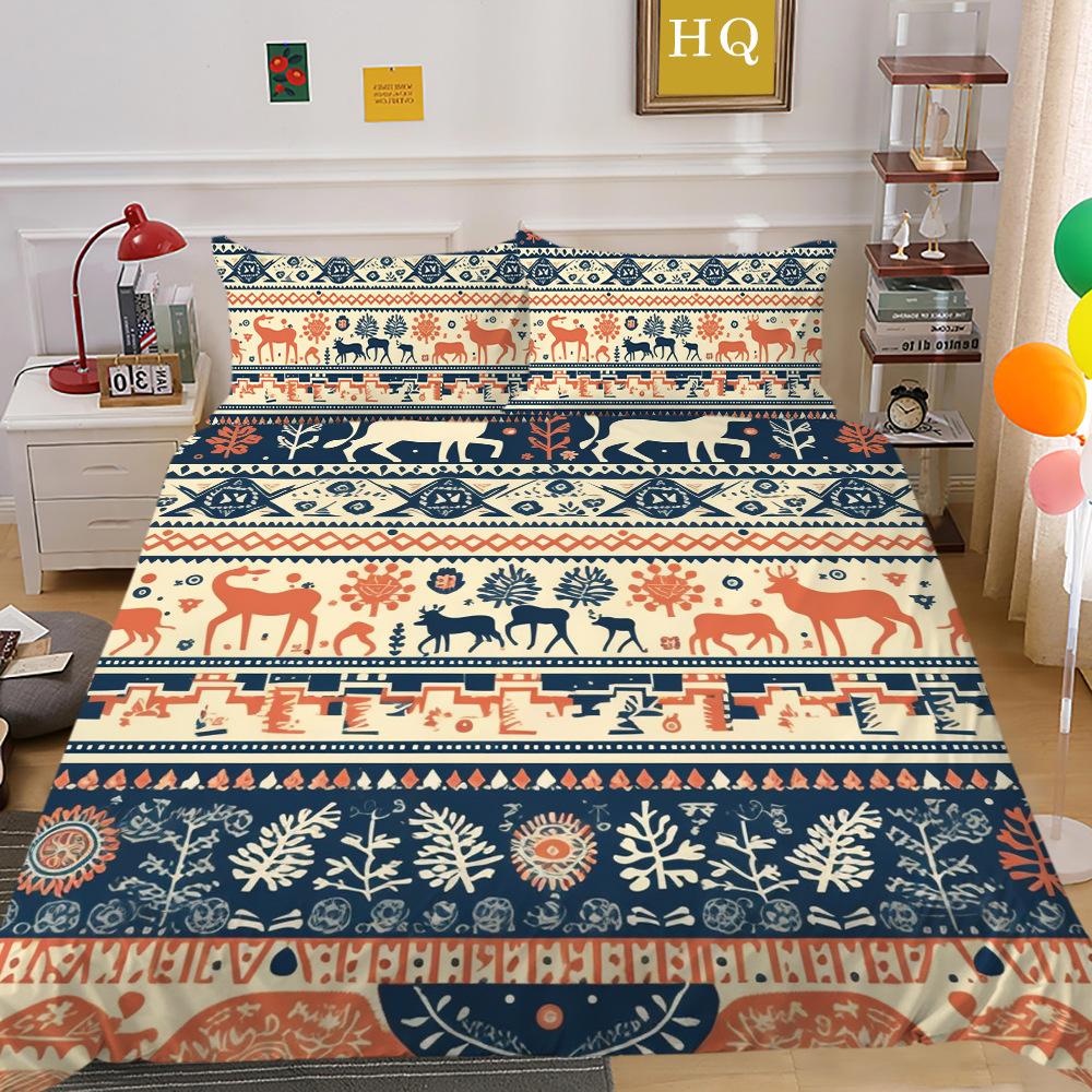 Рождественская печать 3D-печать Полиэстеровая наволочка Пододеяльник Набор из двух или трех предметов