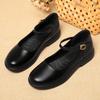 Женские черные туфли на мягкой подошве, одинарные туфли с ремешком-пряжкой, на плоской подошве, с круглым носком, рабочие женские кожаные туфли, женская обувь