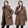 Mid-length Down Cotton Jacket Women's 2025 New Korean Version of Winter Fashion Hooded Warm Casual Loose Thickened Jacket
