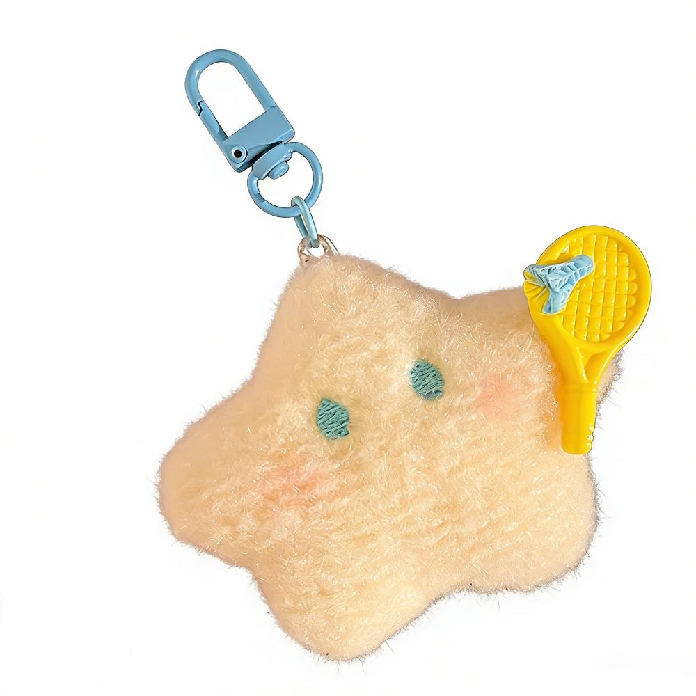 Cartoon Plush Star Pendant Good Luck Star Moon Keychain Key Ring Bag Hanging Charms Girls