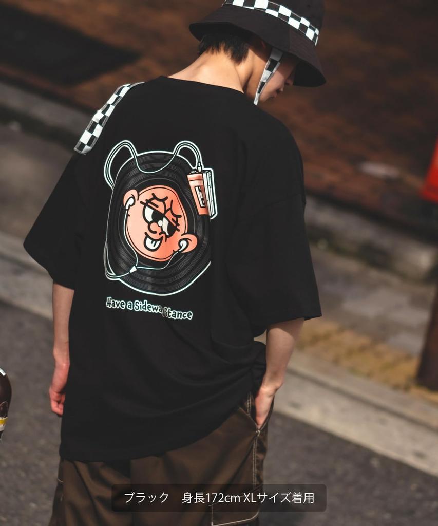 IMPROMES Casual SIDEWAYSTANCE Short Sleeve Record Print T-Shirt, Men's, White