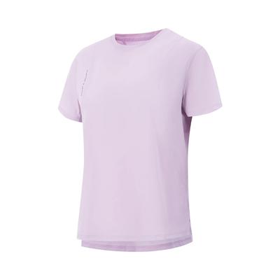 Li Ning Серия Fitness Однотонная футболка с круглым вырезом Удобная Дышащая Универсальная Футболка с коротким рукавом Женские футболки Сумеречно-пурпурный ATSV136-3