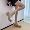 Fashion Aphixta Classical 7cm High Chunky Heel Women's Ankle Boots Cross-tied Leather Women's Autumn Boots Korean Style Platform Boots
