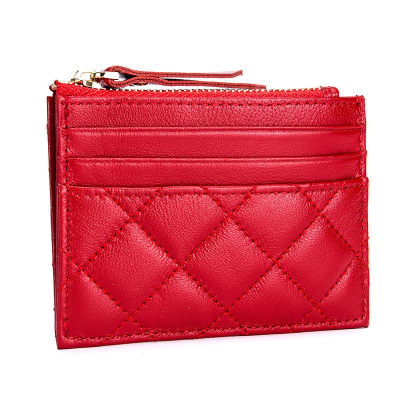 Мягкий мешочек для мелочи, оптовая продажа кошельков на молнии для монет, новая сумка для карточек с ромбовидной вышивкой, тонкий держатель для банковских карт.