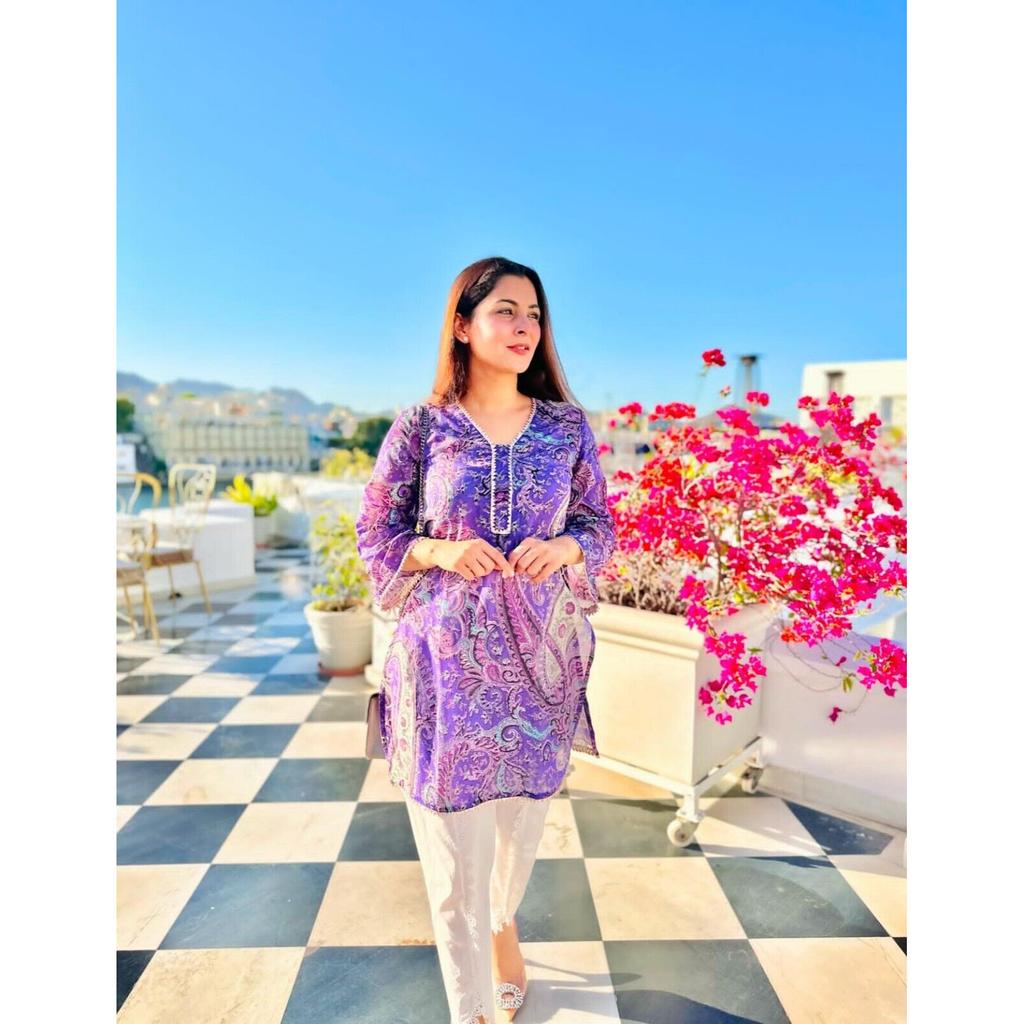 Индийский пакистанский топ-туника курта брюки вельветовый комплект женская праздничная одежда дизайнер Kurti VF-1888