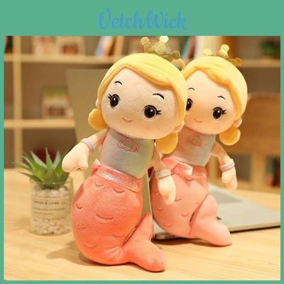 Очаровательная кукла-мягкая игрушка Русалка в короне, идеально подходящая для детских подарков на день рождения и для игр.