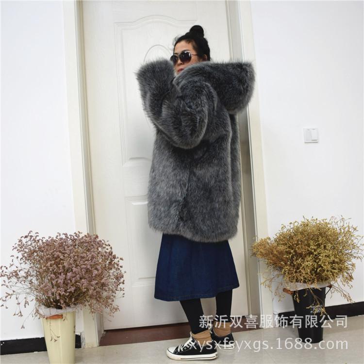 2024 осень и зима новое пальто из искусственного меха лисы женское средней и длинной длины корейская версия тонкое новое пальто из чернобурки