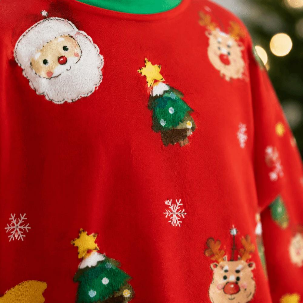 Long Sleeve Family Matching Pyjamas Printed Top+Pants Red Couple Christmas Outfit Adult Kids