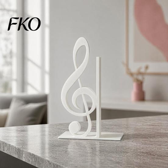 PLA Desktop Decor Ornament 3D Printed Music Note Bookend, Decorative Shelf Organizer, Modern Desk for Home Book Office Study, Heavy Base Sturdy