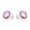 [R3710] - Silver 'Meghan' Amethyst Silver Earrings (rhodium) - 10x7mm