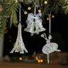 Acrylic Decorative Supplies Iron Tower Bell Elk Gift Box Plastic Hanging Christmas Tree Pendant