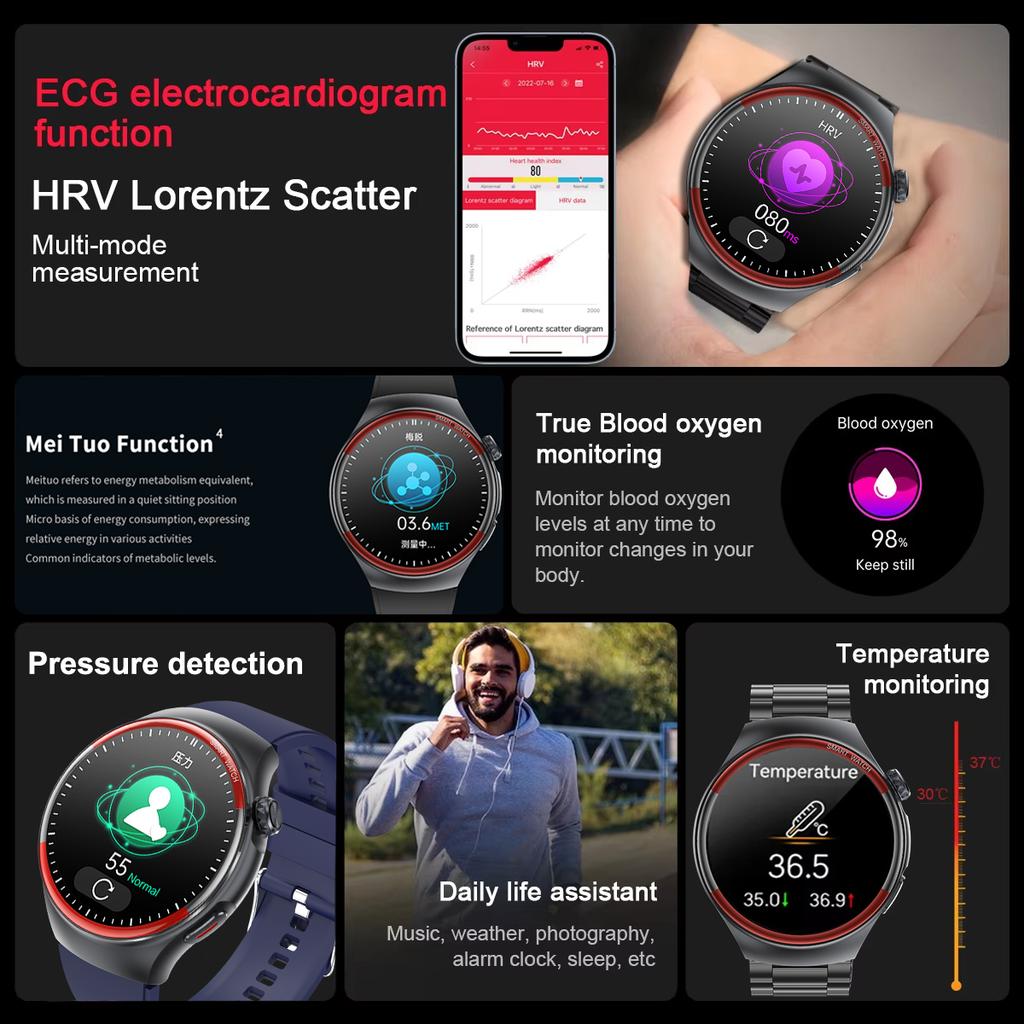 2025 New Nursing Health Laser Cure Blood Pressure Smart Watch Men Heart Rate Pulse Sleep Bluetooth Call Body Monitor Smartwatch