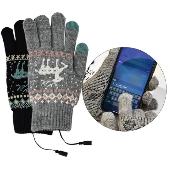 1 пара перчаток с подогревом и зарядкой через USB, сенсорный экран, регулируемый, 3 уровня нагрева, толстые