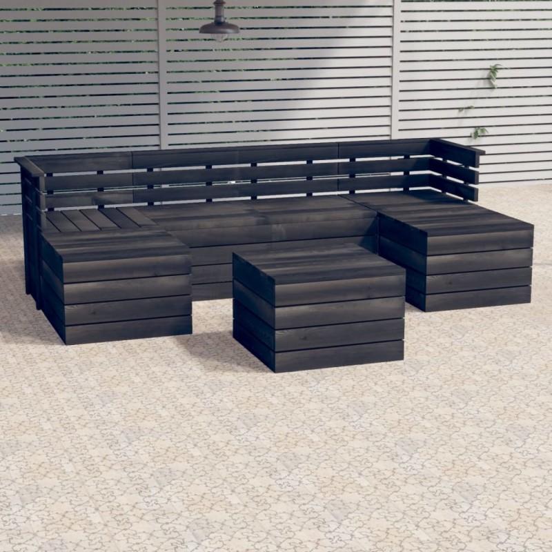 Day and Night - Day and Night Garden Pallet Furniture 7 Pcs Solid Dark Gray Pine Wood