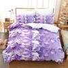Purple Duvet Cover Set 3D Polyester Comforter Cover Lavender Butterfly Romantic Theme King Queen Size For Kids Girls Women Boys
