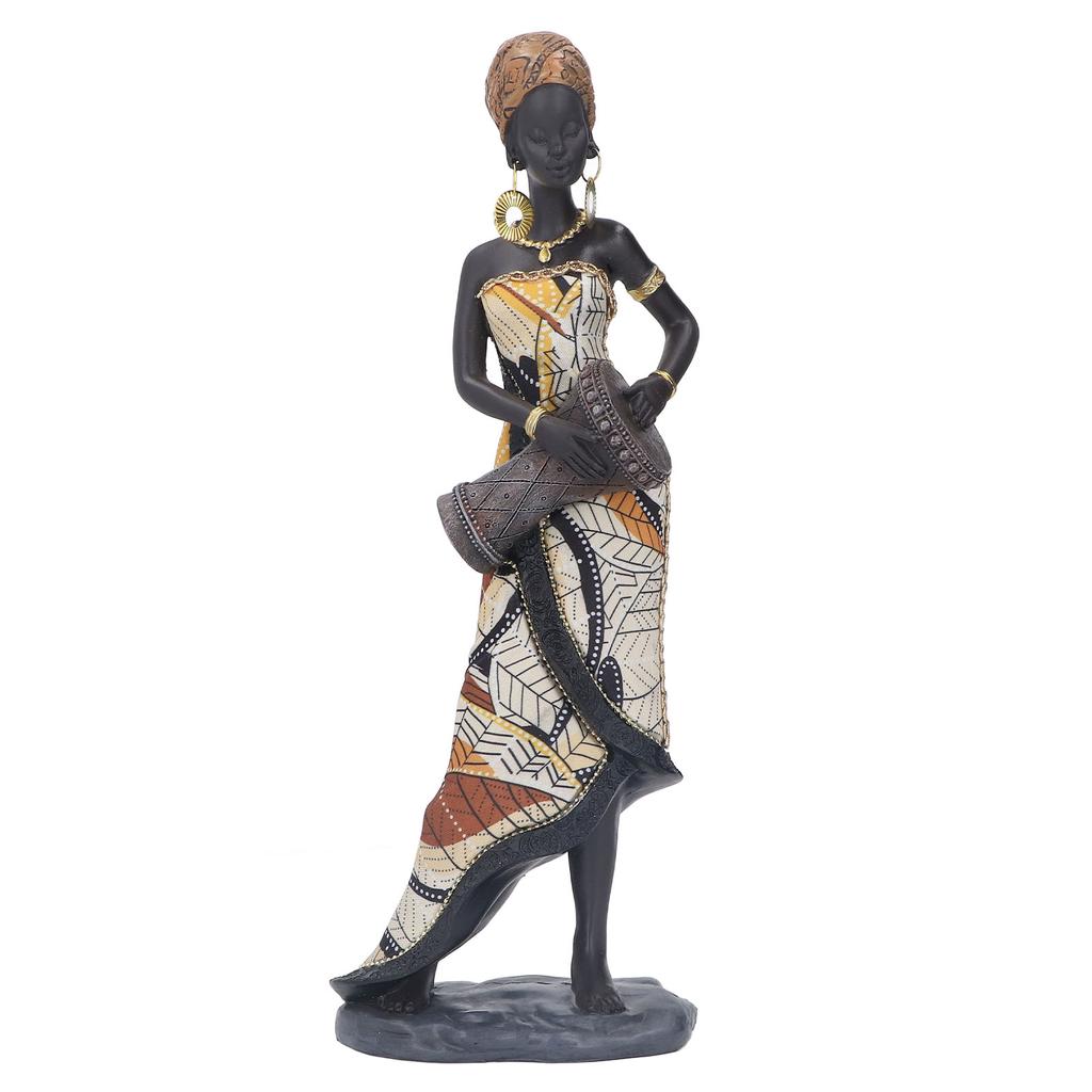 African Drum Statue Hand Crafted Lifelike Appearance Musician African Statues Resin African Statue