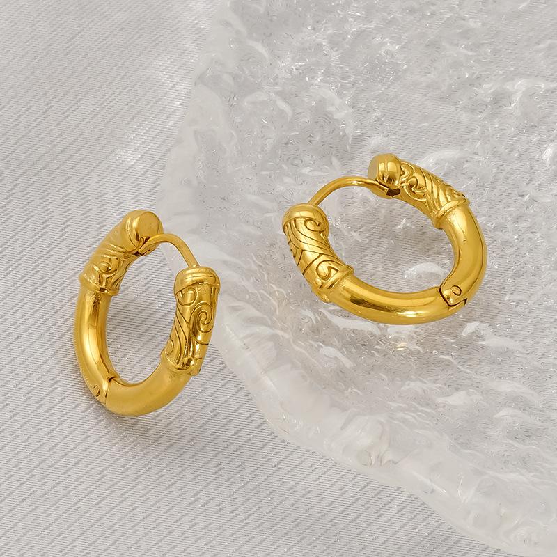 Новые модные золотые серьги-кольца темперамент ретро благоприятные серьги в виде облаков золотые титановые стальные пряжки для ушей для женщин