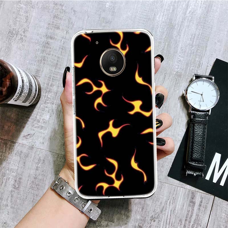 Чехол для телефона Blue Red Flame Fire для Motorola Moto G9 G8 G7 G6 G5 E6 E5 E4 Plus Play Power One Action Macro Coque Capa