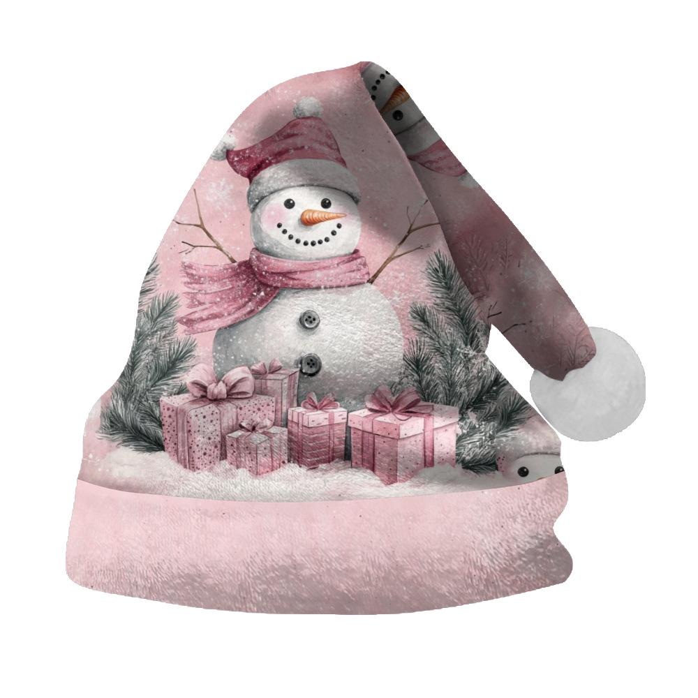 Двусторонняя флисовая рождественская шапка 2024 года с бархатом для детей и взрослых