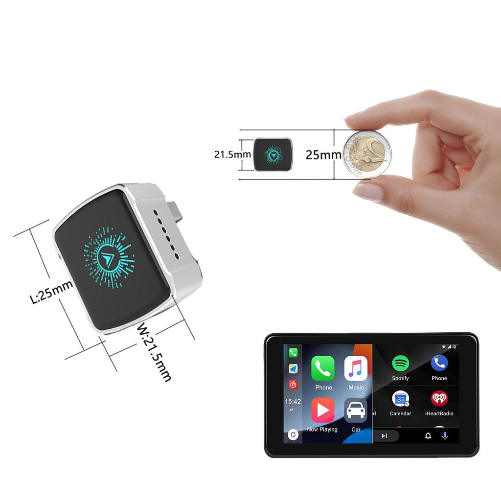 2 In 1 Wired To Wireless Carplay&Android Auto Smart Dongle AI Box Mini Adapter Compatible with 99% of Cars Plug and Play WiFi