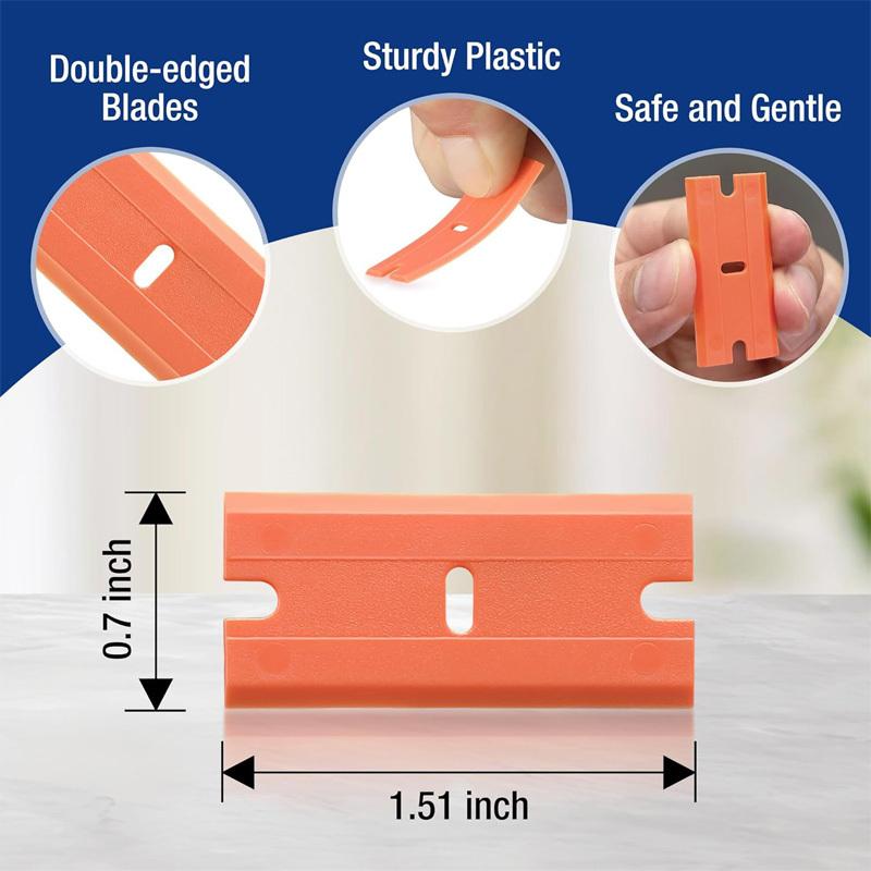 Plastic Scraper with 100/200 Plastic Blades Multipurpose Window Scraper Non-Scratch Scraper for Removing Stickers Decals Glue
