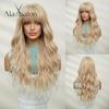 ALAN EATON Белый Оранжевый Розовый Длинные Вьющиеся Парики Синтетический Волнистый Парик с Челкой Ombre Натуральные Ежедневные Волосы для Женщин Термостойкие Волосы