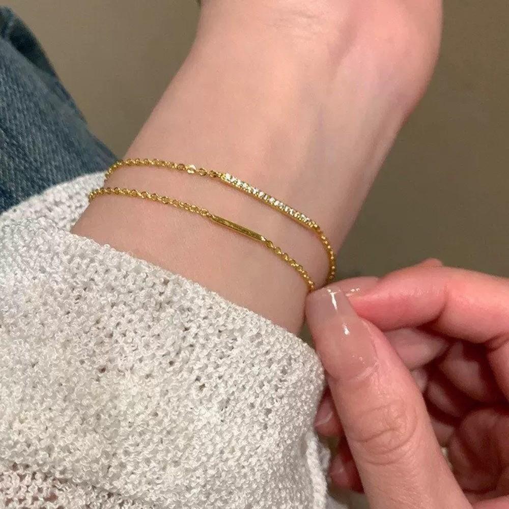 Lightweight Zircon Chain Bracelet Silver Color Pulseras Mujer Sweet Silver Bracelet Women
