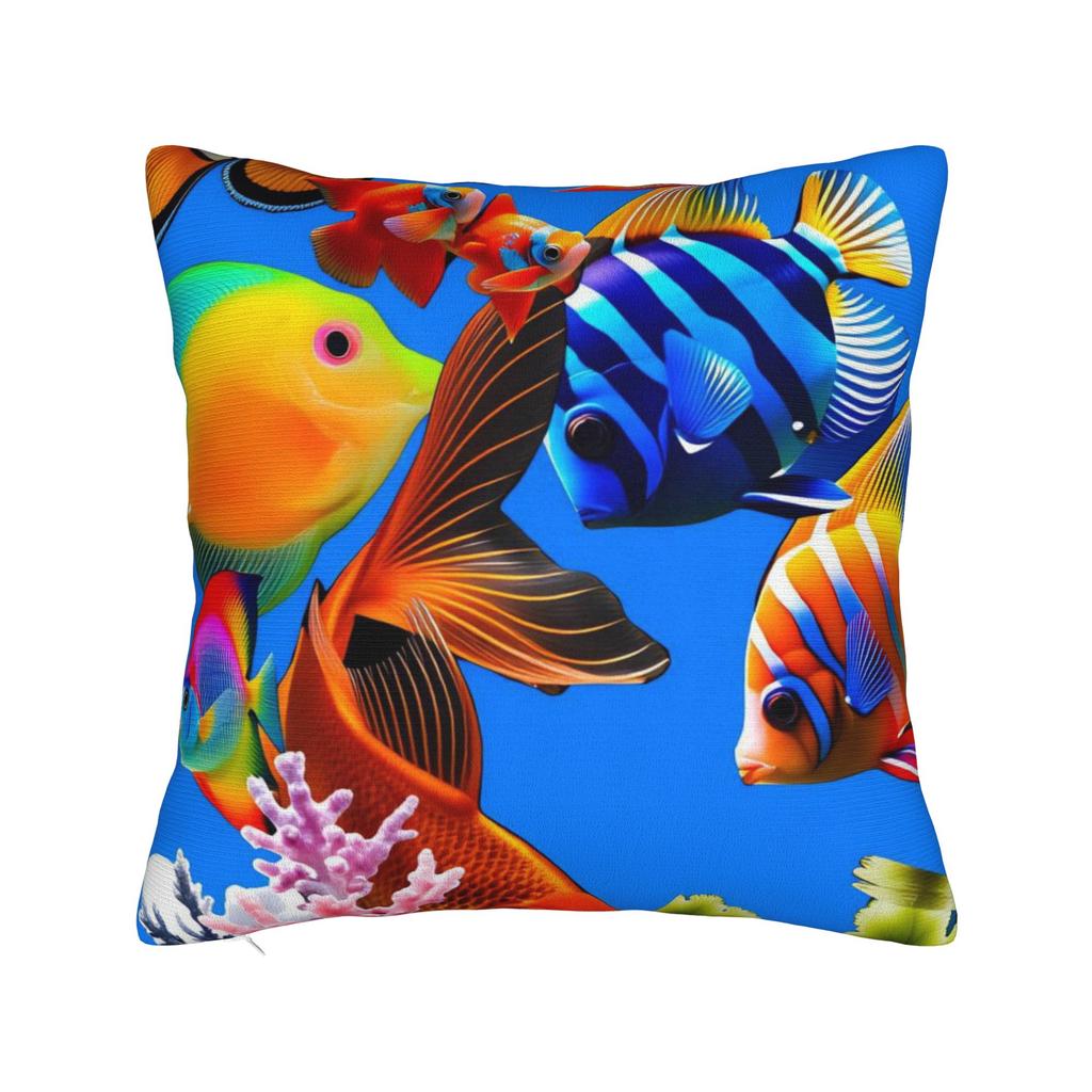 Pillow Cover Beautiful Underwater World Colorful Fish Cute Funny Pillow Case For Sofa Home Decoration Pillowcases