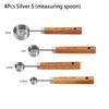 4Pcs Stainless Steel Coffee Measuring Spoon Wooden Handle Baking Tool  Ice Cream Sugar Salt Spice