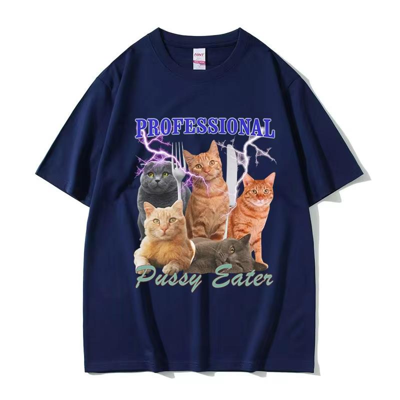 Professional Pussy Eater Funny Cat Lover Tee Shirt Men's Casual Fashion Clothing T-shirt Unisex 100% Oversized T Shirts
