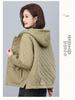 Women's Argyle Hooded Cotton Jacket 2024 - Thickened Short Coat for Autumn/Winter, Petite & Middle-Aged Styles
