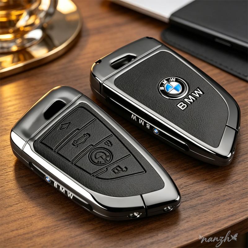 Keychain Alloy+Leather Car Smart Remote Key Shell Fahshion Protector Bag For BMW 1 2 3 4 5 6 7 8 M5 X1 X2 X3 X4 X5 X6 X7 RW6