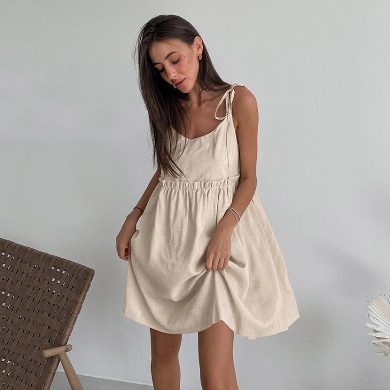 Женское летнее новое сексуальное платье Spice Girl с бретелью через шею Salt Holiday Loose Cotton A-Line Skirt