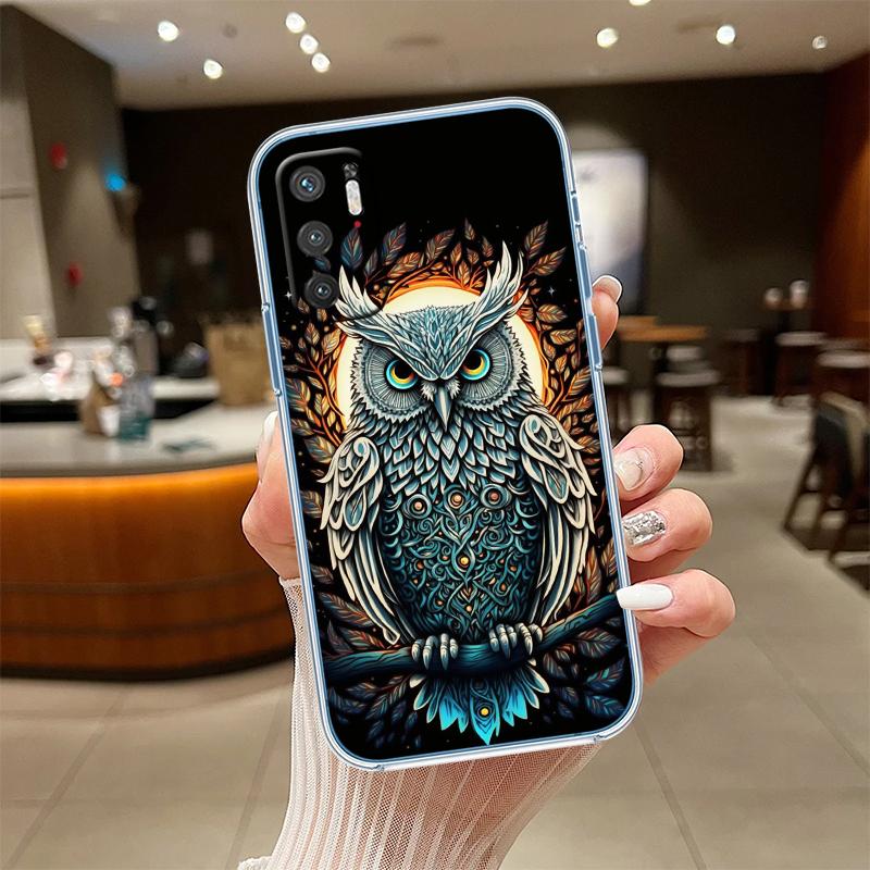 RE16 Cartoon Art Owl Transparent Phone Case for Samsung Galaxy A04 A04S A14 A23 A34 A54 M23 M33 M52 M53