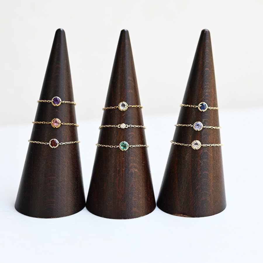 Soi March Birthstone Chain Ring with Aquamarine Yellow Gold One Size Fits Authentic Natural Stone Perfect for or As a Gift (10K / All) - Jewelry,