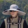 Fan Hat Wide-Brimmed Outdoor Hat with Dual-Power Solar Fan Design 3