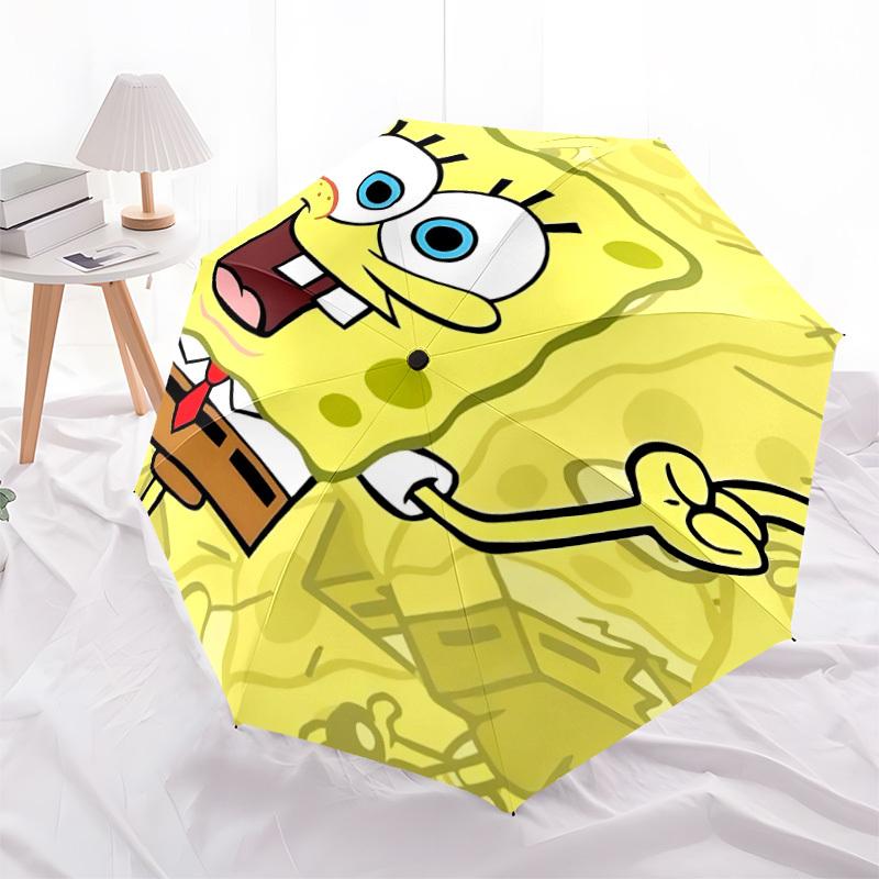 1PC SquarePants Automatic Open/Close Folding Umbrella, Windproof 8 Rib Construction, Lightweight Travel Umbrella for Women/Men, Ideal Gift 0902053