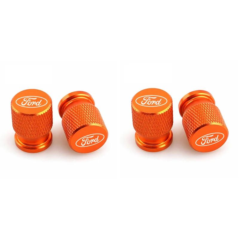 KLYD4 4Pcs Aluminum Styling Car Wheel Tire Valve Caps Dust Covers Rim For Ford ST Racing RS S Mustang Kuga Fiesta Fusion Mondeo Edge