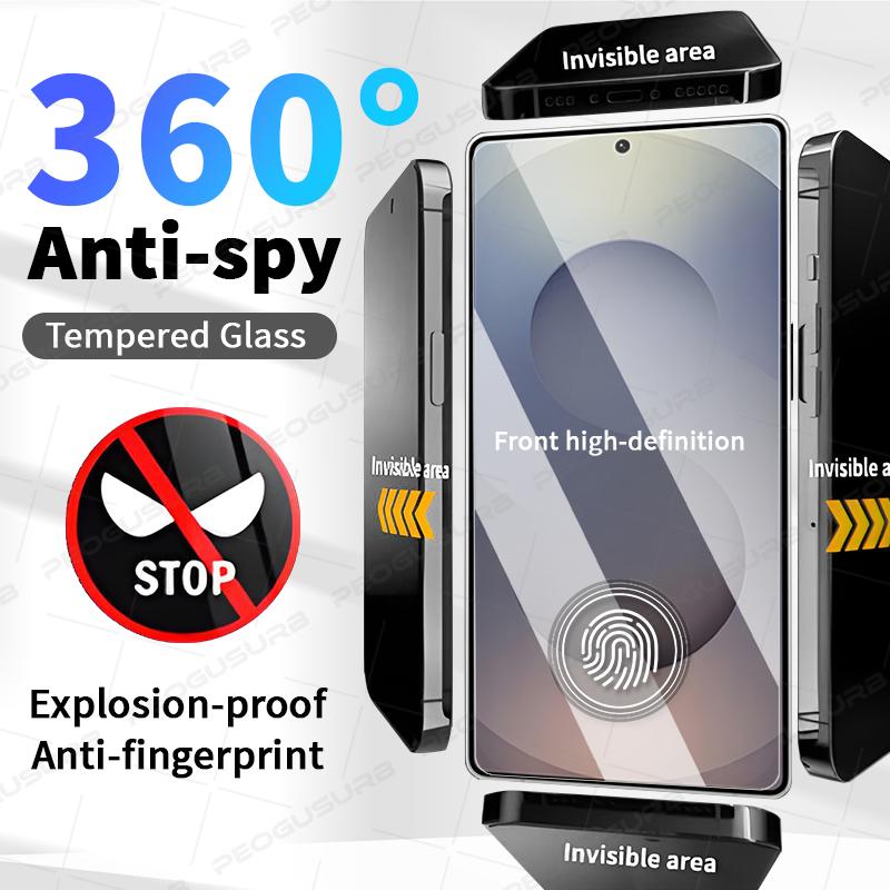 Защитное покрытие от шпионажа на 360° для Samsung Galaxy S24 Ultra S25 Ultra S24 S25 Plus, полное покрытие, закаленное защитное стекло