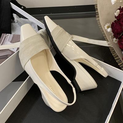 Мода 2025 Новые Элегантные Женские Туфли-Босоножки на Каблуке Женская Обувь Слипоны Мелкая Мода Острый Носок Дамские Босоножки Туфли на Низком Каблуке