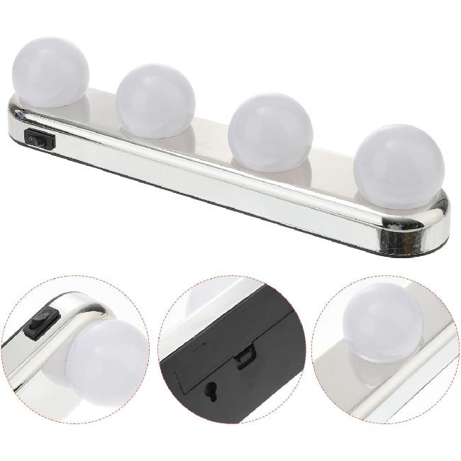 LED Vanity Makeup Light with Dimmable Bulbs No Drilling Suction Cup Design Portable White Light Makeup Lamp for Easy Application and Travel for Home