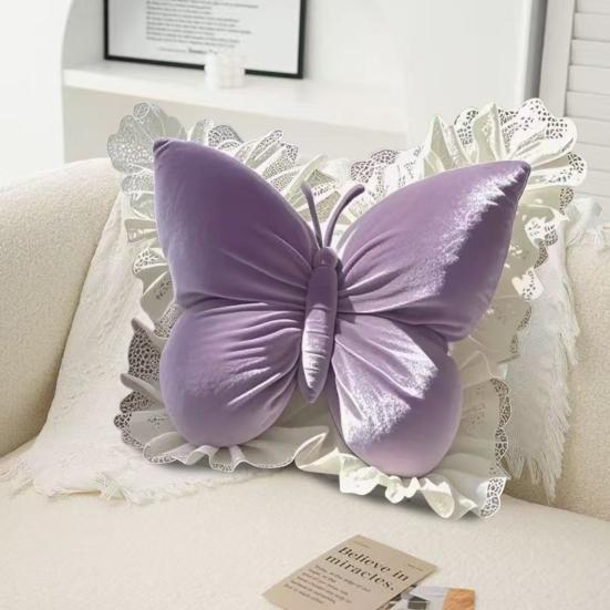 Декоративная подушка-бабочка, плюшевая подушка-бабочка с кружевной оборкой, декоративная подушка для спальни, для дивана в гостиной, кровати, автомобиля
