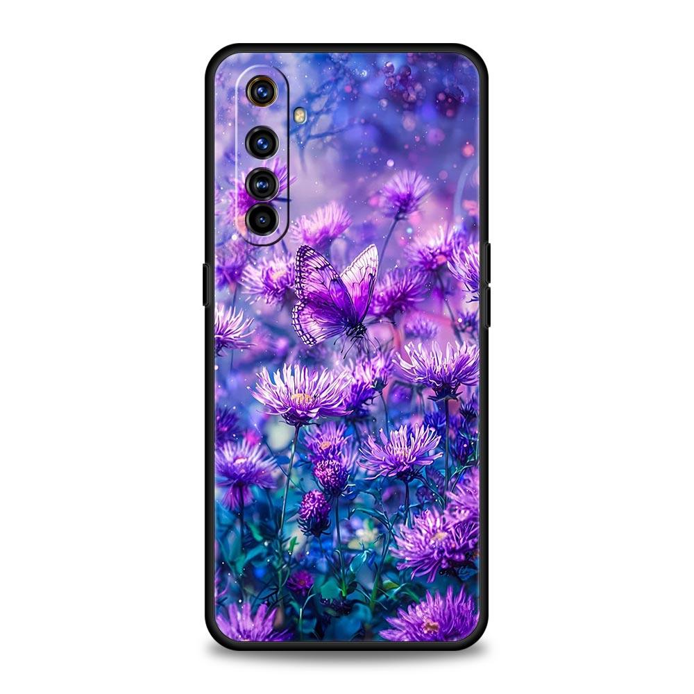 Арт Фиолетовая Бабочка Мягкий ТПУ Для Realme 13 12 11 10 9 Pro Plus GT3 GT2 C21 C25 C35 C53 C55 C67 Pro 5G Чехол для Телефона Обложка Fundas