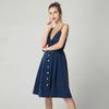 Summer Women Sexy Spaghetti Strap V-Neck Sleeveless Bow Vintage Party Beach Dress