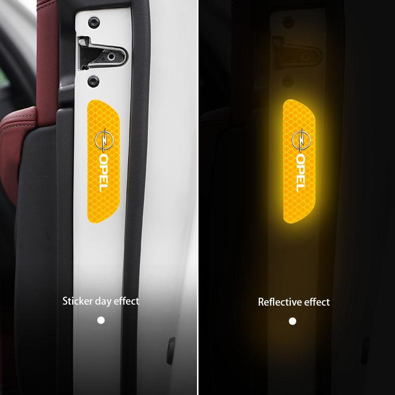 4Pcs Car Door Sticker Safety Warning Reflective Mark For Opel Astra GTC Insignia Antara Meriva Zafira Vectra Mokka Corsa Grandla