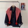 Ladies' Striped Ball Scarf New Christmas Warm Knitted Scarves Korean Style Casual Versatile Woman Triangular Shawl