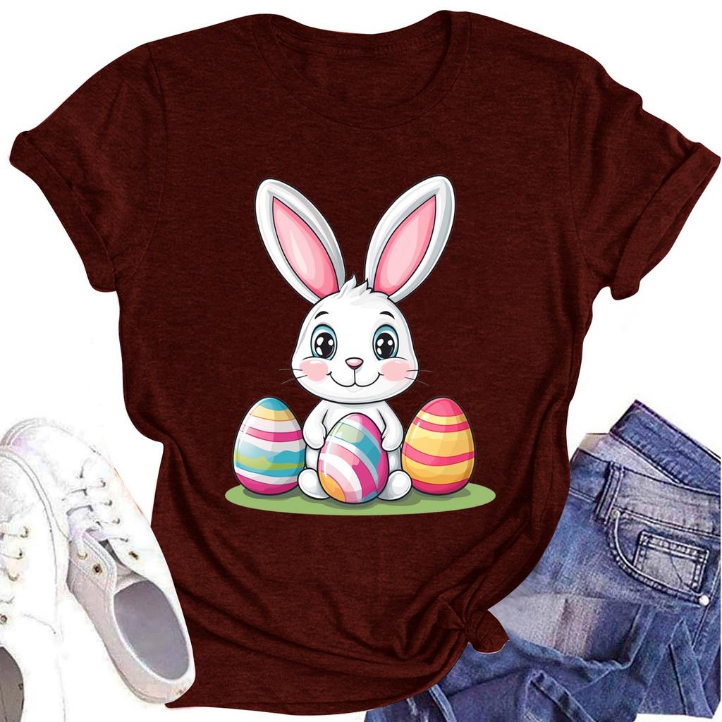 Women's Printed Round Neck Short-sleeved T-shirt Top